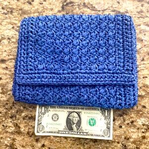Neiman Marcus branded beautiful blue straw clutch.